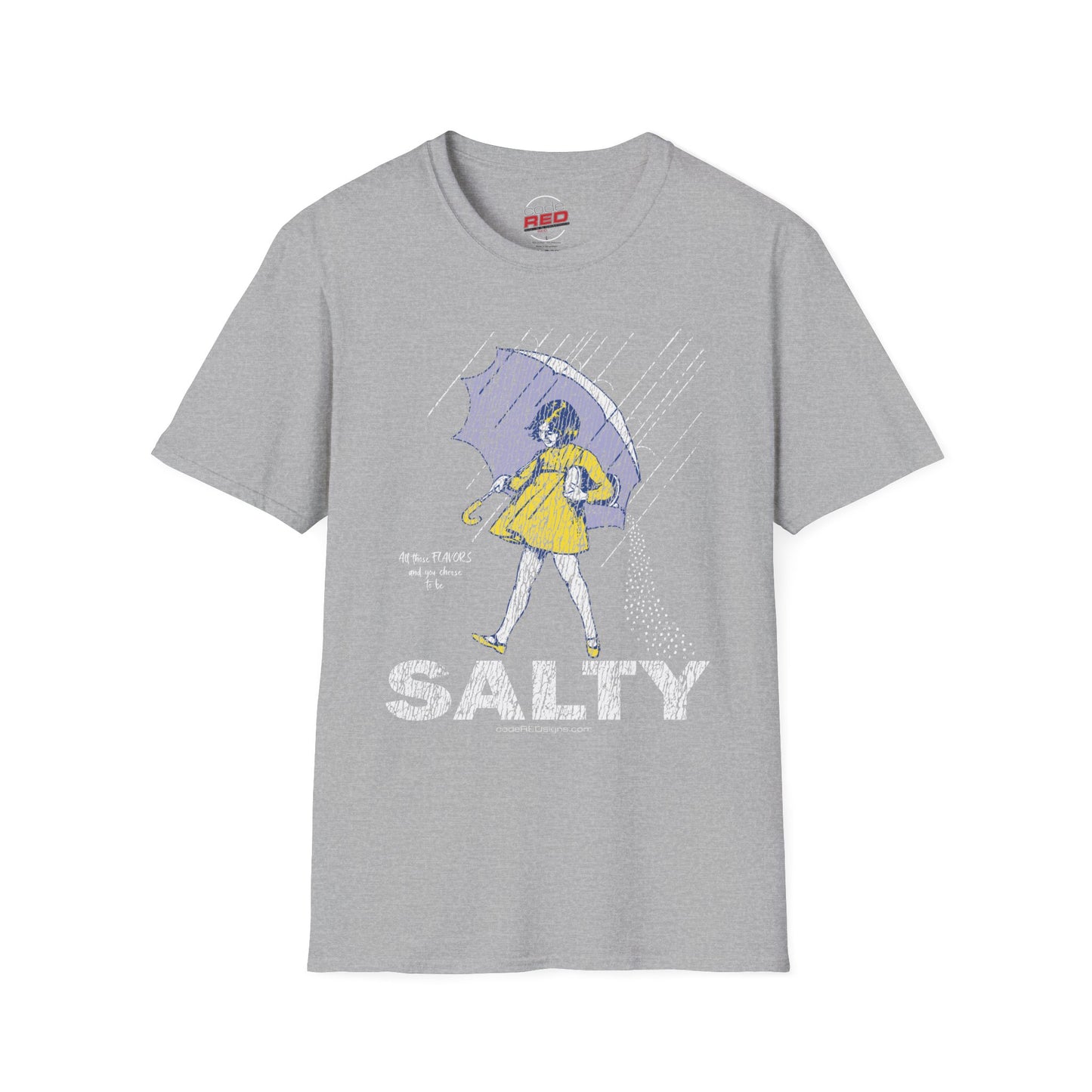 Salty Unisex Softstyle T-Shirt, Funny Graphic Tee, Rainy Day Humor Shirt, Casual Wear, Gift for Friends