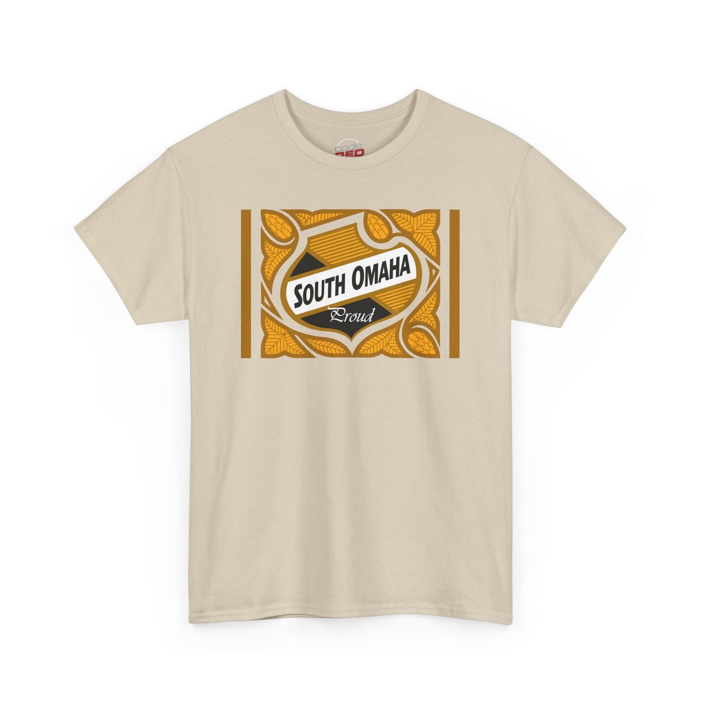 South Omaha 'Proud' Black & Yellow Falstaff Label Design, Retro T-Shirt – Vintage Style Unisex Tee