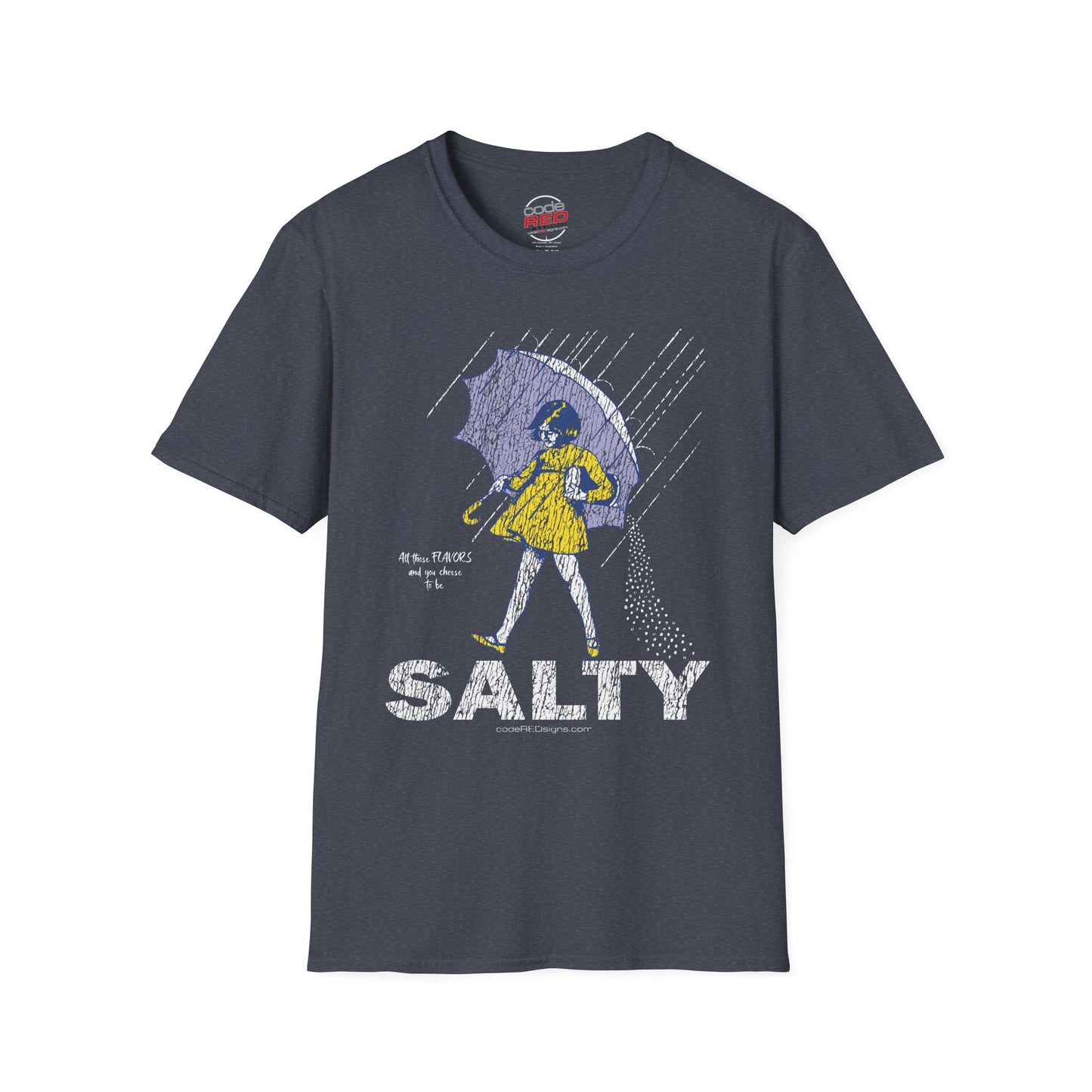 Salty Unisex Softstyle T-Shirt, Funny Graphic Tee, Rainy Day Humor Shirt, Casual Wear, Gift for Friends