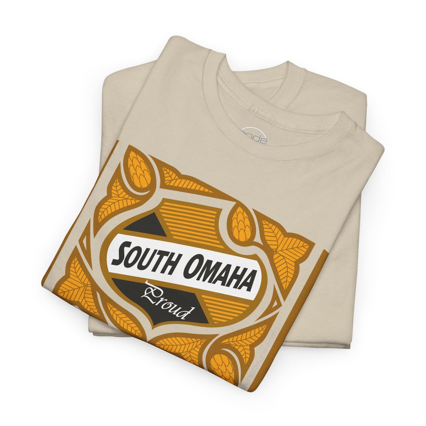 South Omaha 'Proud' Black & Yellow Falstaff Label Design, Retro T-Shirt – Vintage Style Unisex Tee