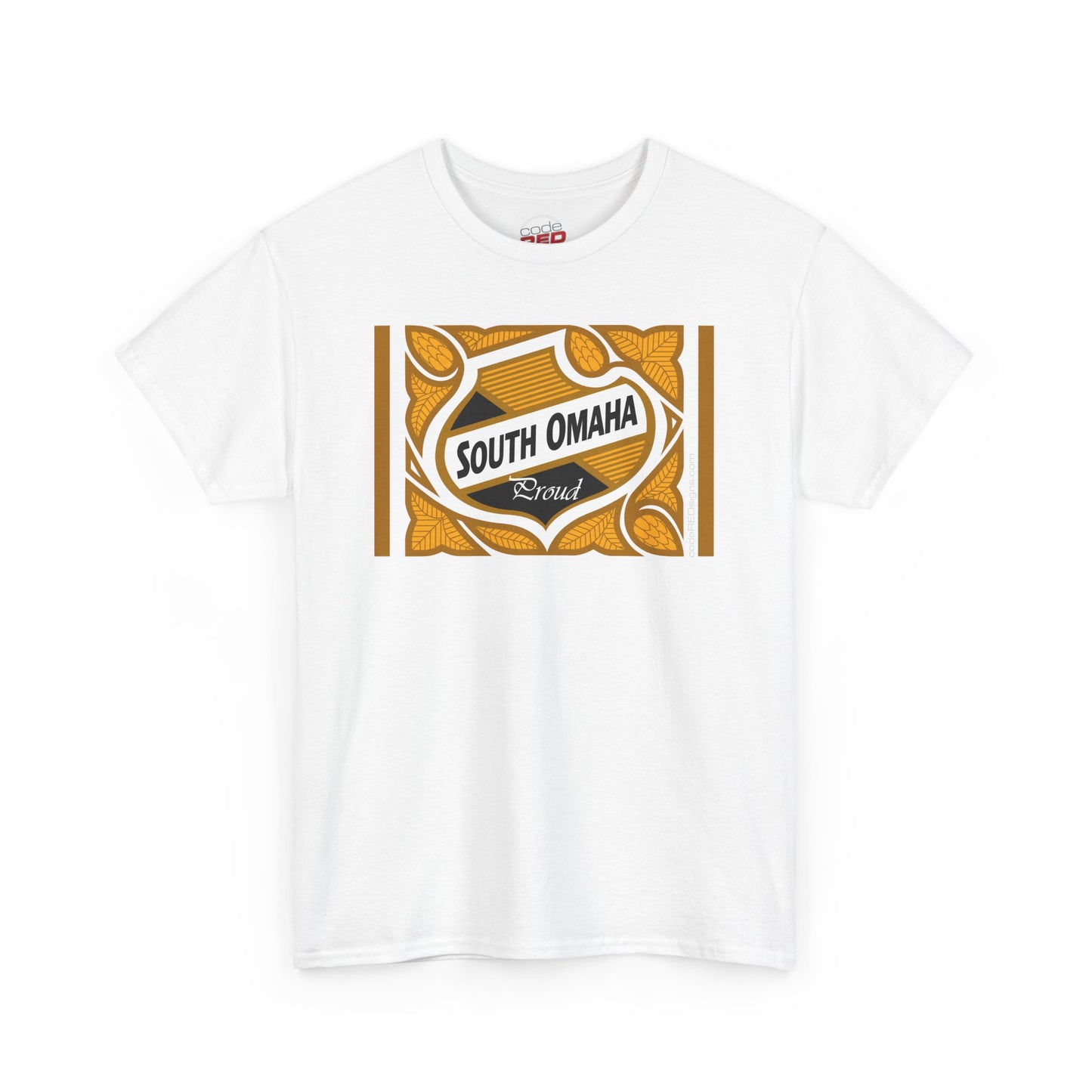 South Omaha 'Proud' Black & Yellow Falstaff Label Design, Retro T-Shirt – Vintage Style Unisex Tee