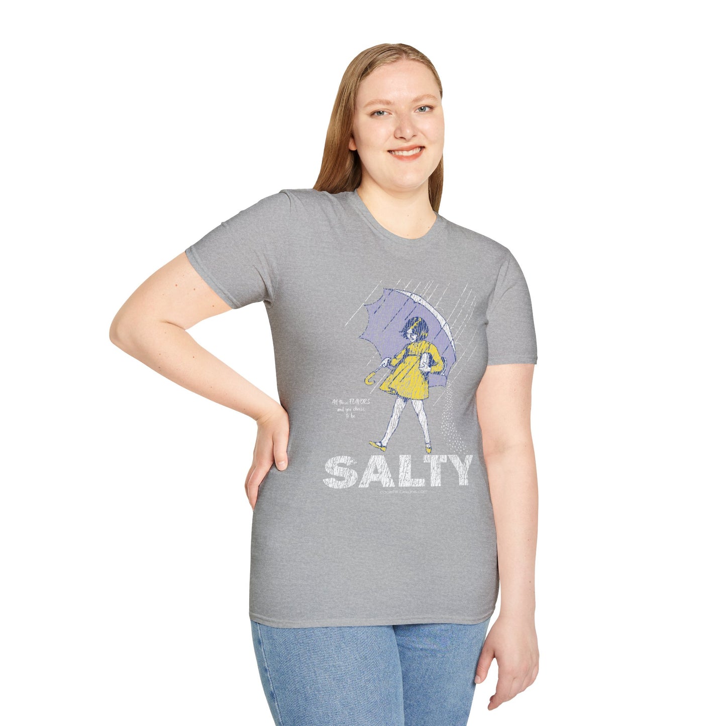 Salty Unisex Softstyle T-Shirt, Funny Graphic Tee, Rainy Day Humor Shirt, Casual Wear, Gift for Friends