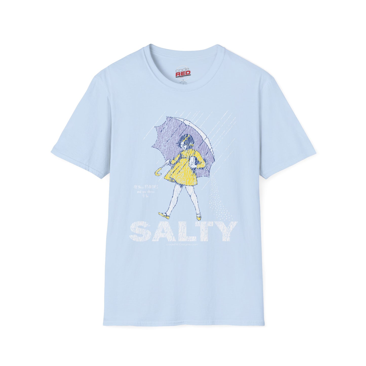 Salty Unisex Softstyle T-Shirt, Funny Graphic Tee, Rainy Day Humor Shirt, Casual Wear, Gift for Friends