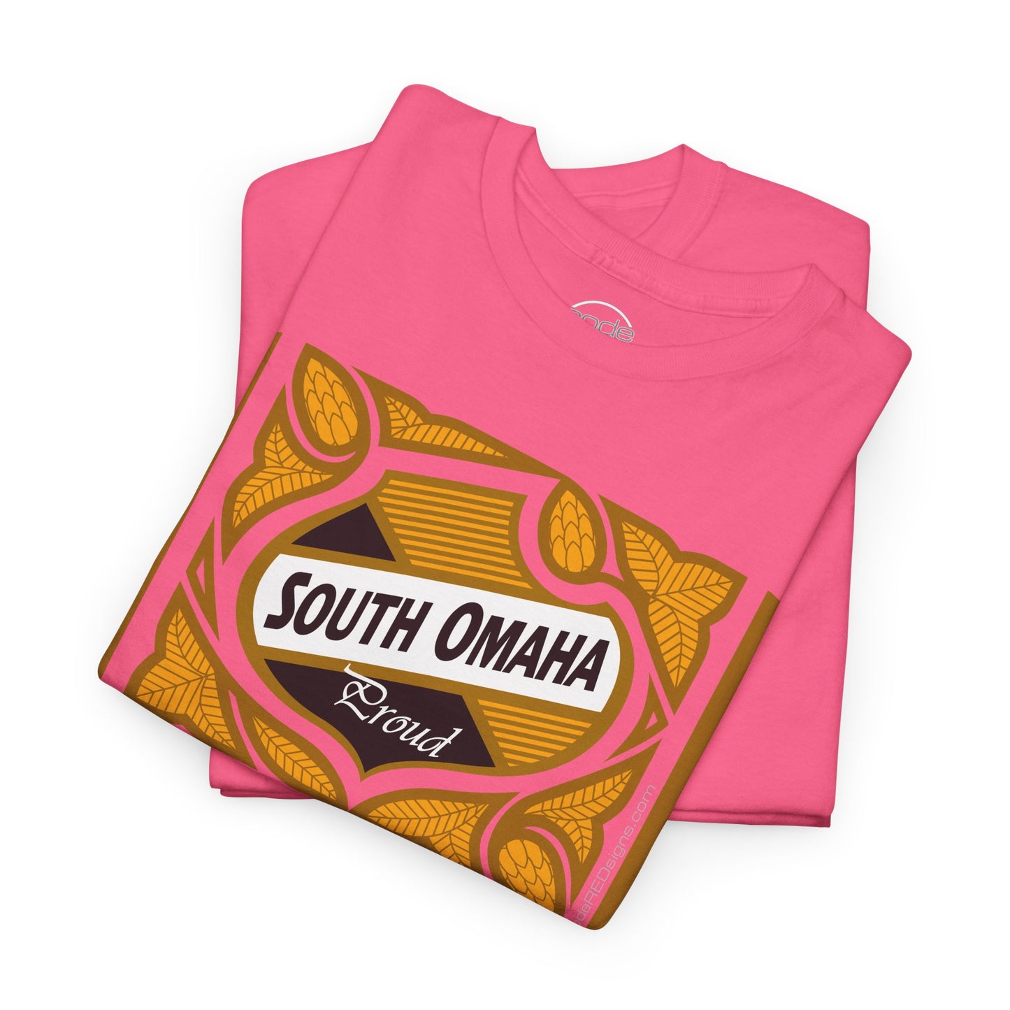 South Omaha 'Proud' Black & Yellow Falstaff Label Design, Retro T-Shirt – Vintage Style Unisex Tee