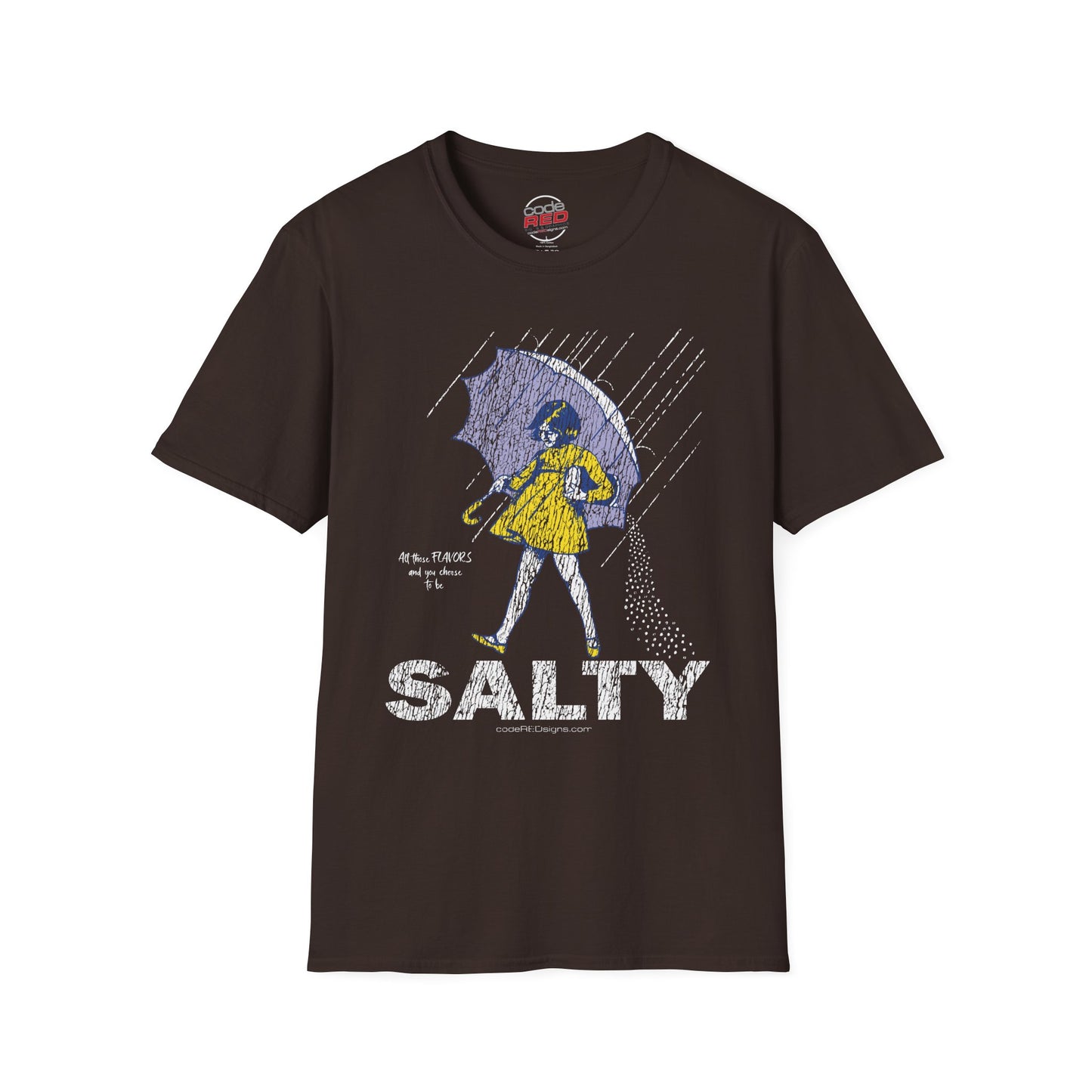 Salty Unisex Softstyle T-Shirt, Funny Graphic Tee, Rainy Day Humor Shirt, Casual Wear, Gift for Friends