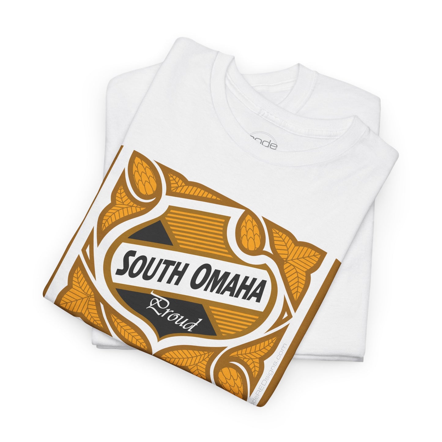 South Omaha 'Proud' Black & Yellow Falstaff Label Design, Retro T-Shirt – Vintage Style Unisex Tee
