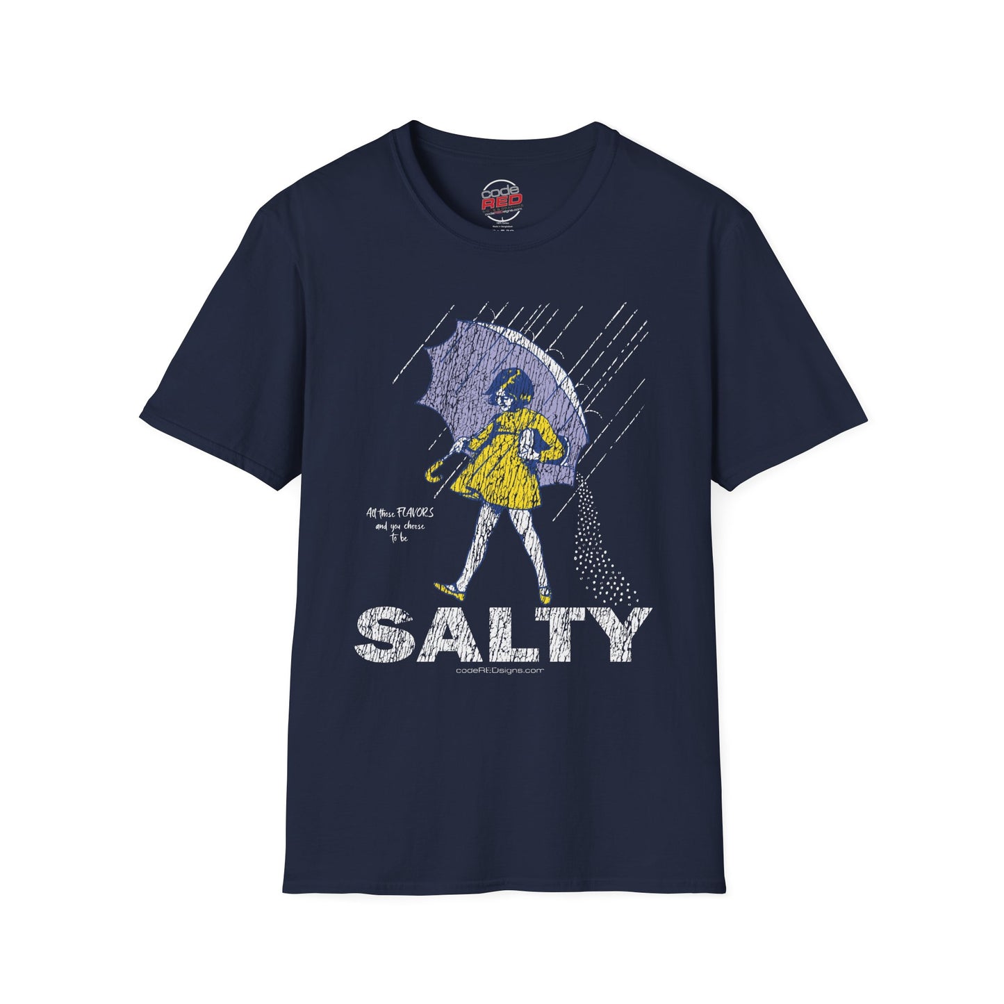 Salty Unisex Softstyle T-Shirt, Funny Graphic Tee, Rainy Day Humor Shirt, Casual Wear, Gift for Friends