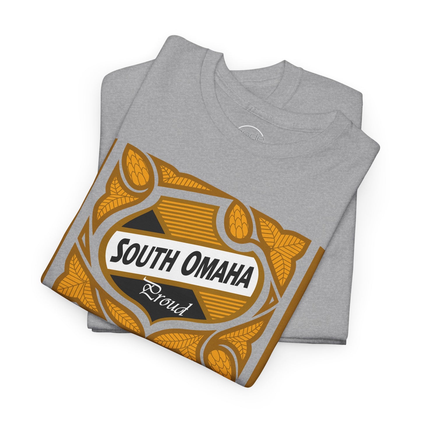 South Omaha 'Proud' Black & Yellow Falstaff Label Design, Retro T-Shirt – Vintage Style Unisex Tee