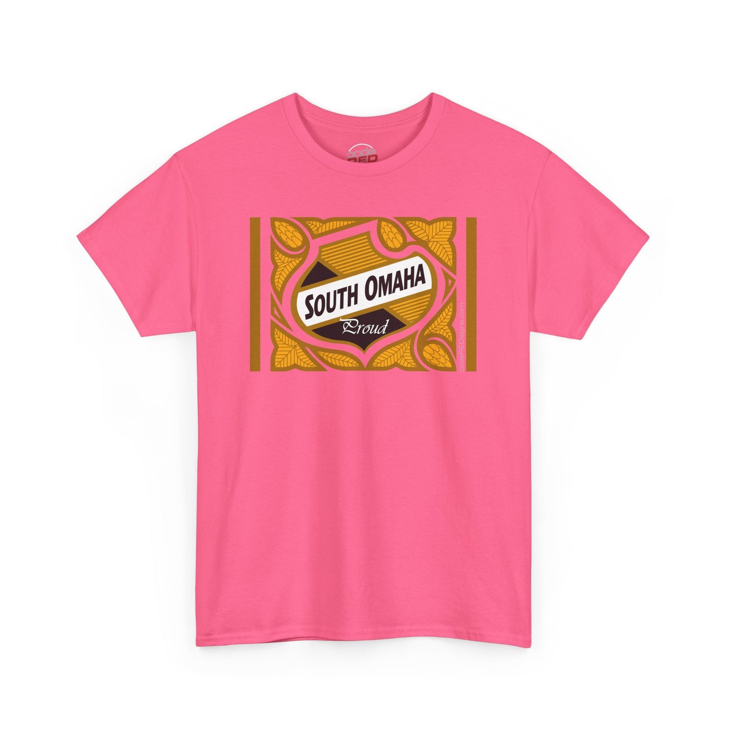 South Omaha 'Proud' Black & Yellow Falstaff Label Design, Retro T-Shirt – Vintage Style Unisex Tee