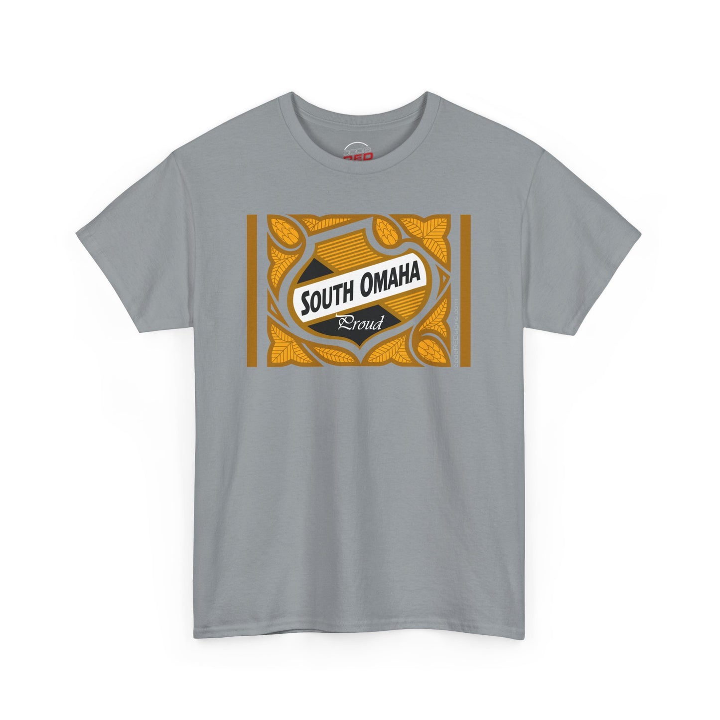 South Omaha 'Proud' Black & Yellow Falstaff Label Design, Retro T-Shirt – Vintage Style Unisex Tee