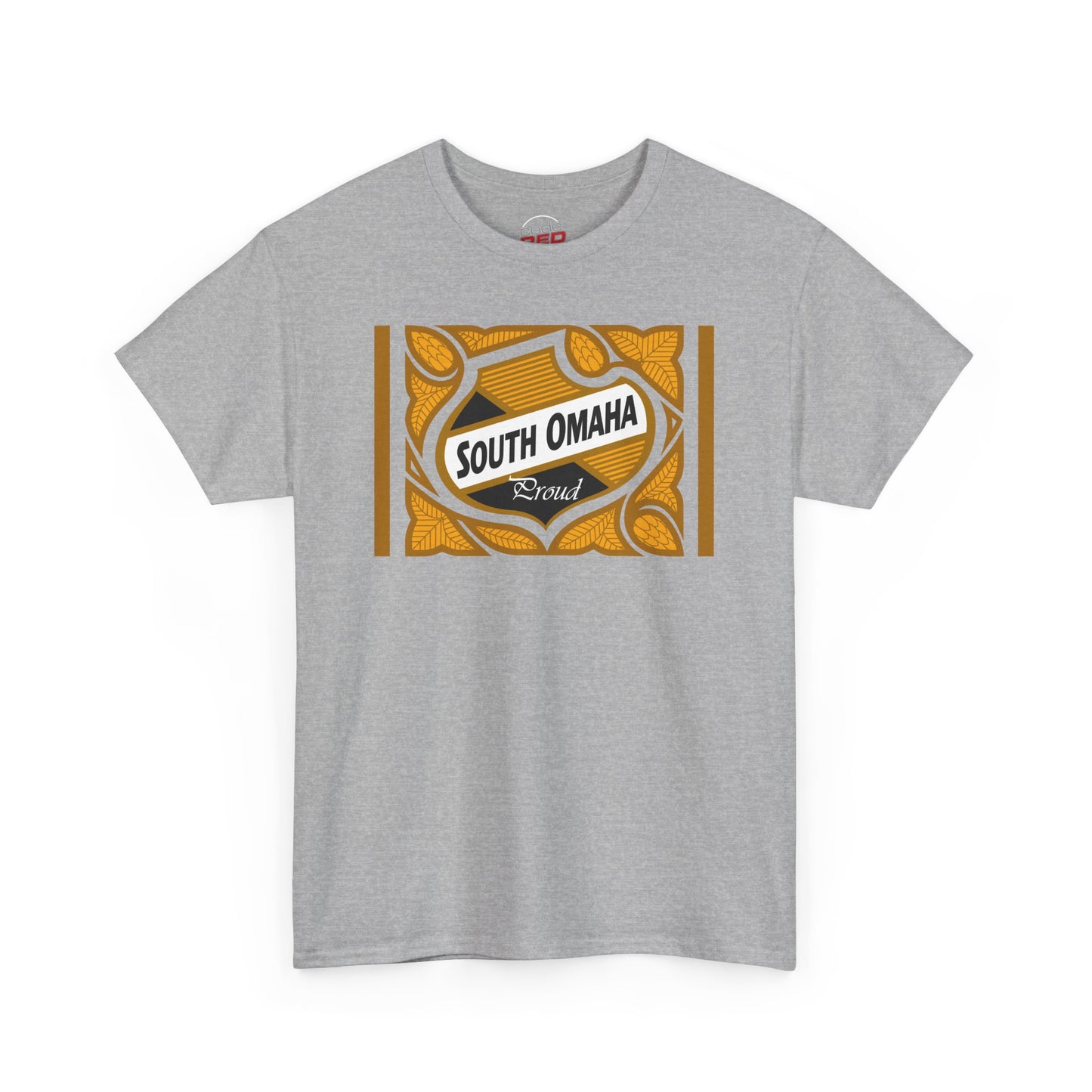 South Omaha 'Proud' Black & Yellow Falstaff Label Design, Retro T-Shirt – Vintage Style Unisex Tee