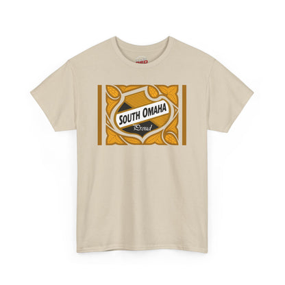South Omaha 'Proud' Black & Yellow Falstaff Label Design, Retro T-Shirt – Vintage Style Unisex Tee