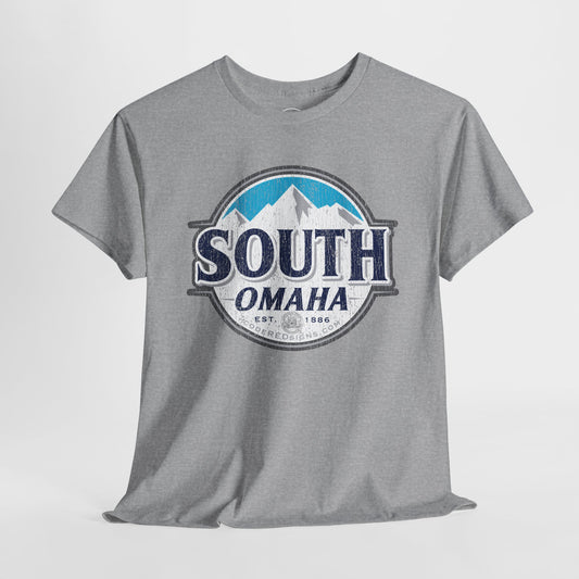DISTRESSED Design South Omaha Busch Light logo, Unisex Tee, Retro Graphic T-Shirt, Vintage Weathered Look!
