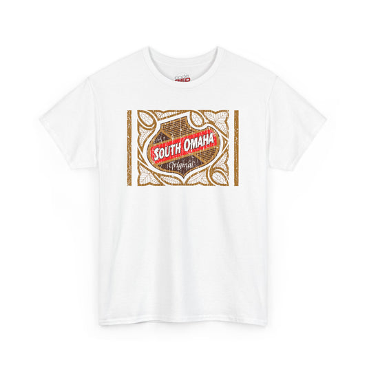 DISTRESSED South Omaha 'Original' Falstaff Red Stripe Label Retro T-Shirt – Vintage Weathered Look!