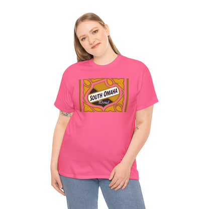 South Omaha 'Proud' Black & Yellow Falstaff Label Design, Retro T-Shirt – Vintage Style Unisex Tee
