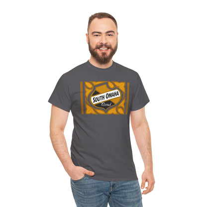 South Omaha 'Proud' Black & Yellow Falstaff Label Design, Retro T-Shirt – Vintage Style Unisex Tee