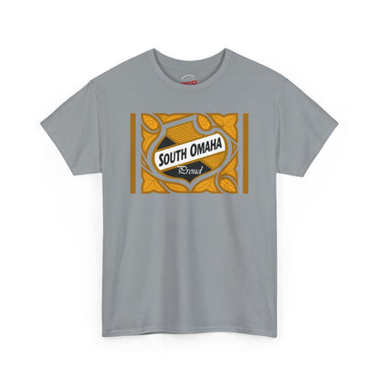 South Omaha 'Proud' Black & Yellow Falstaff Label Design, Retro T-Shirt – Vintage Style Unisex Tee