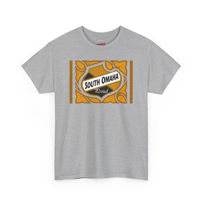 South Omaha 'Proud' Black & Yellow Falstaff Label Design, Retro T-Shirt – Vintage Style Unisex Tee